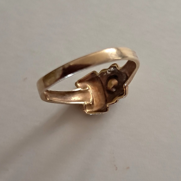 Gold Ring Child Aquamarine Daffodil Birthstone Pinkie Ring Vintage 1960s Retro - Picture 6 of 9